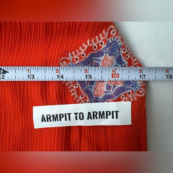 Miss Me Orange Sleeveless Shirt Dress Pockets Embroidered Women's Size M BOHO - Picture 11 of 12